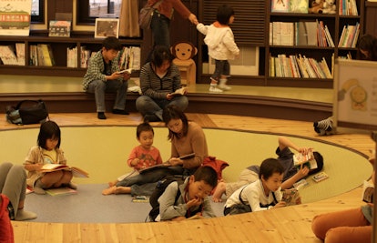 children in library