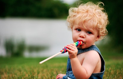 toddler eating candy