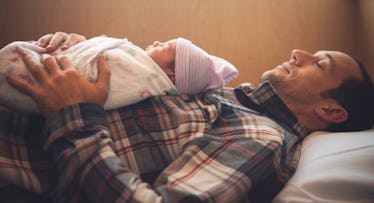 dad napping with baby