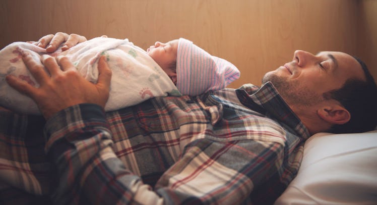 dad napping with baby