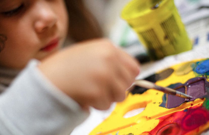 toddler painting with palette -- toddler art supplies