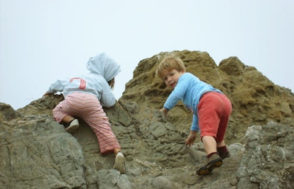 toddlers rock climbing
