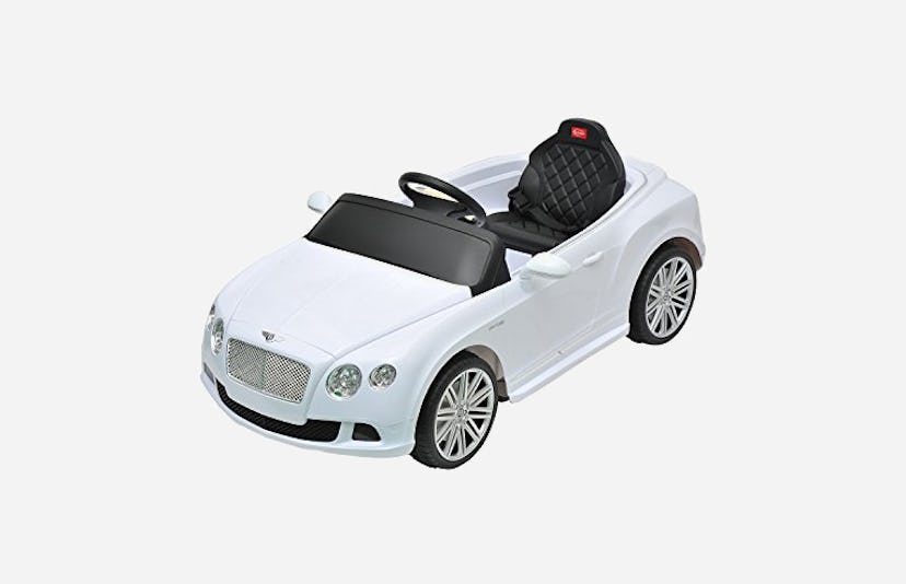 A white Bentley GTC as on of the best luxury ride-on cars for kids