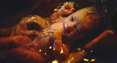 newborn in water