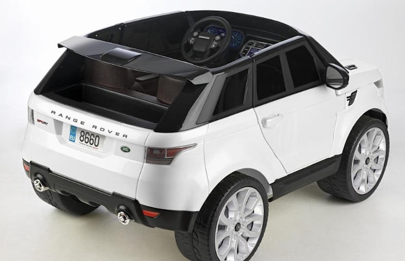 A black and white Range Rover Sport as one of the best luxury ride-on cars for kids