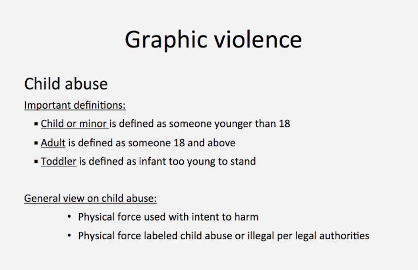 Facebook child abuse guideline