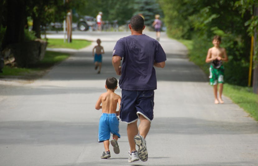 father and son running