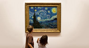 kids looking at van gogh painting