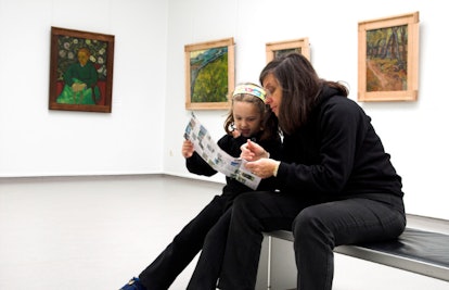 mother and girl at museum