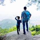 father and son hiking