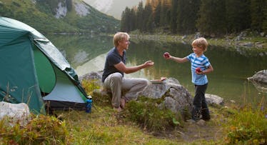 father son mountain hike