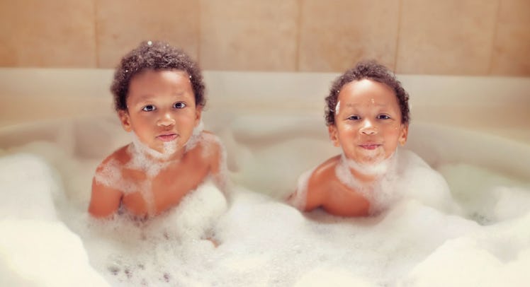 two brothers take a bath