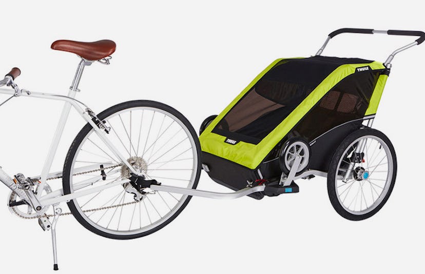 The Thule Chariot Bike Trailer attached to a bike
