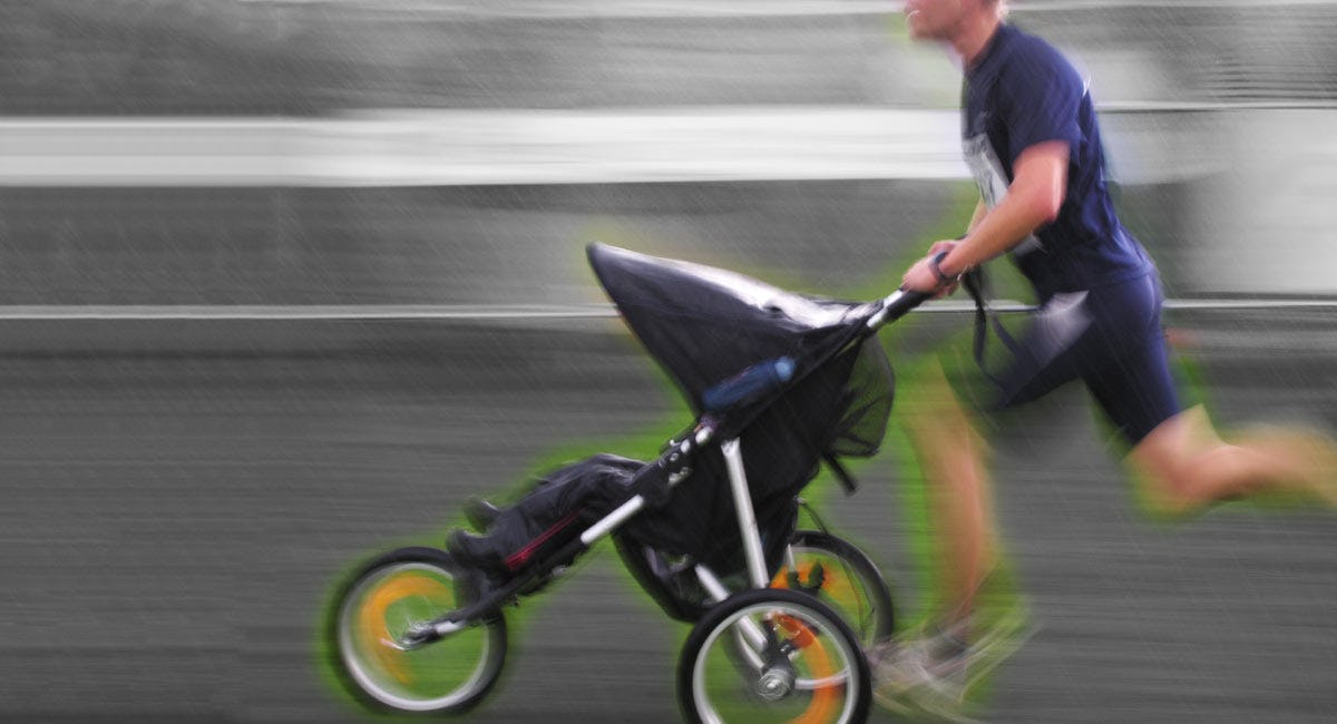 Jogging with outlet pram