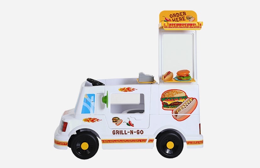White kid-sized grill n go food truck