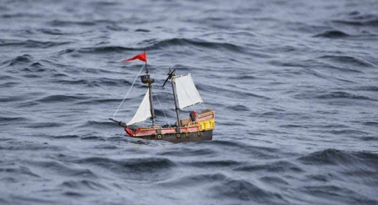 Toy Pirate Ship Sails From Scotland to Norway