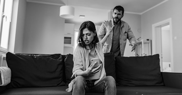 Married couple with two Alpha personalities arguing at home