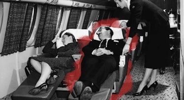 man sleeping on airplane