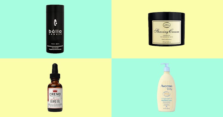 A collage of 4 unscented products