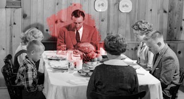 vintage family at dinner table
