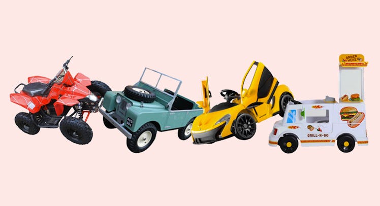 Kid-sized go-kart, ATV, and a food truck