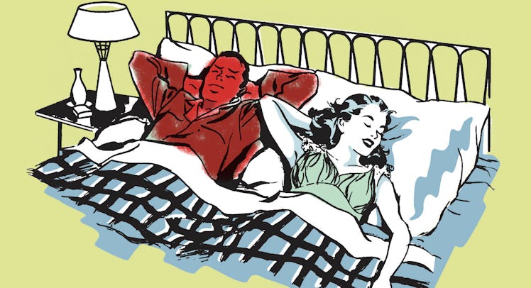couple in bed angry man