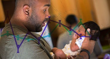 dad talking to baby