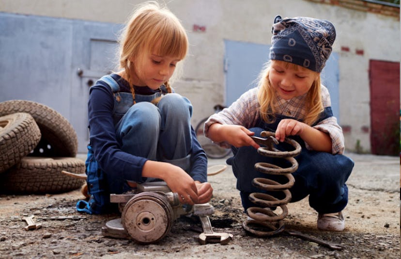 girls playing mechanic