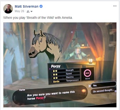 Matt Silvermann's post about playing 'Breath of the Wild' with Amelia