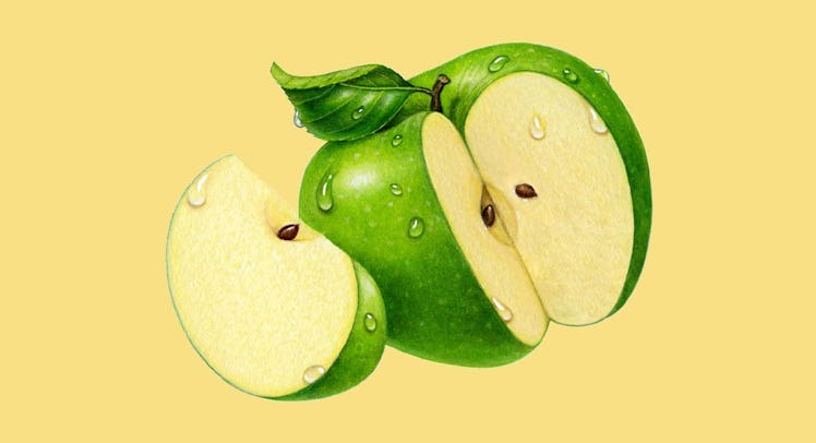 sliced green apple