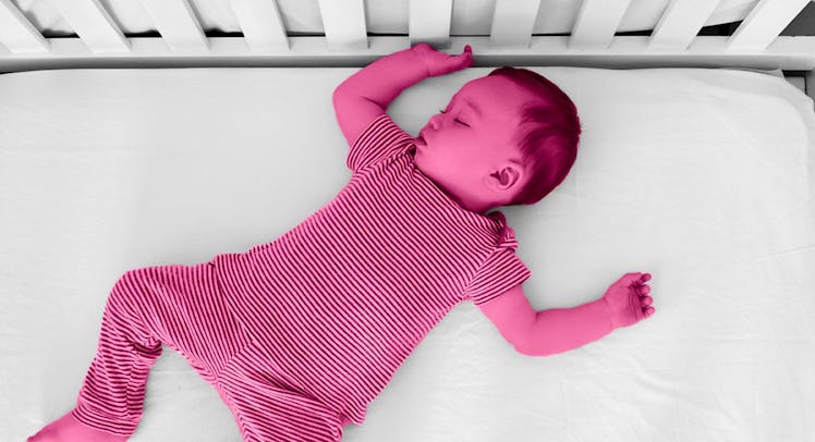 baby is in crib sleep training with white noise for babies