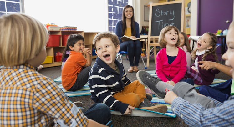 A group of kids looks distracted in class
