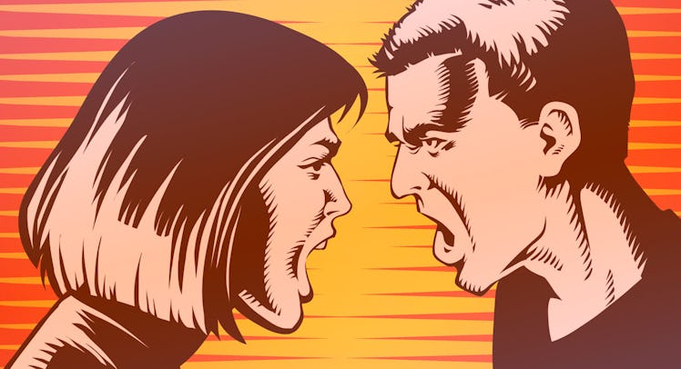 Illustration of a couple yelling at each other during a conflict