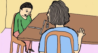 Illustration of a parent and a kid playing a table football game 