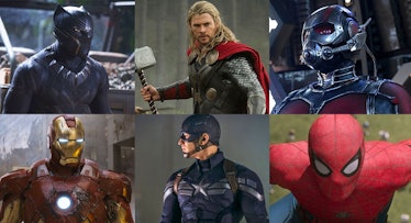 Marvel movie stills, depicting how they rank by how kid-friendly it is.