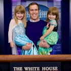 Peter Alexander with his daughters taking the Fatherly questionnaire
