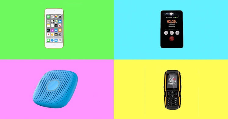 colorful photo grid of four basic cell phones for kids