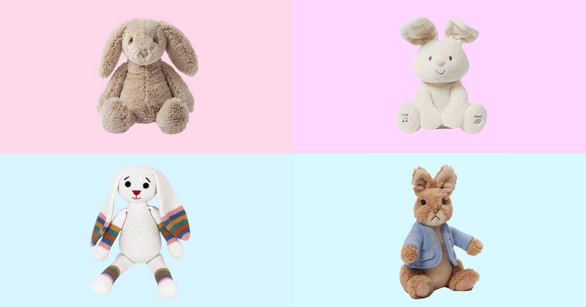 28cm Cuddly Pals Stuffed Plush Easter Bunny Rabbit & Pink Basket Soft Teddy Bear 