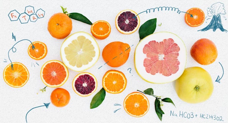 halved lemons, limes, oranges and other citrus fruit that can be used in science experiments at home...