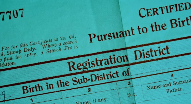 close up shot of an adoption birth certificate