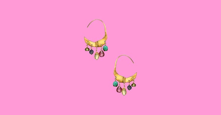 Mixed-Stone Charm Petite Crescent Hoop Earrings by Chan Luu for new moms