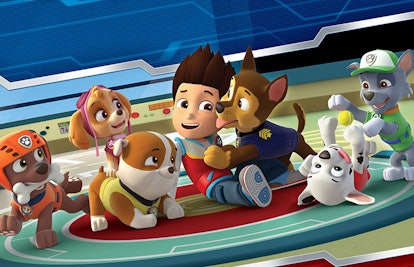 Paw patrol characters hanging out at their headquarters