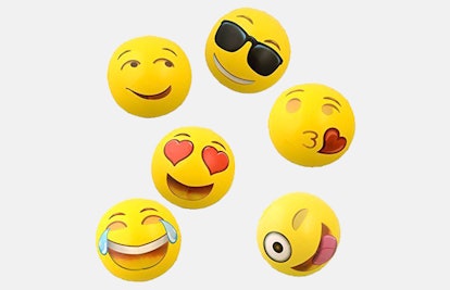 Six emoji Universe beach balls 