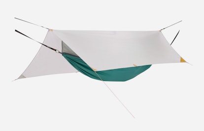 A green and white Thermarest Slacker Hammock House