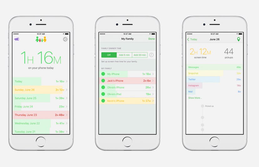 Moment Screen Time Tracker on screens of three mobile phones