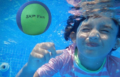 Armour Shell skip ball in a pool