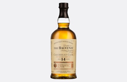 A bottle of Balvenie 14 Year Caribbean Cask whisky