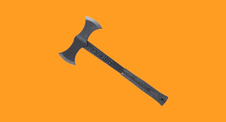one of the best throwing axes against an orange background