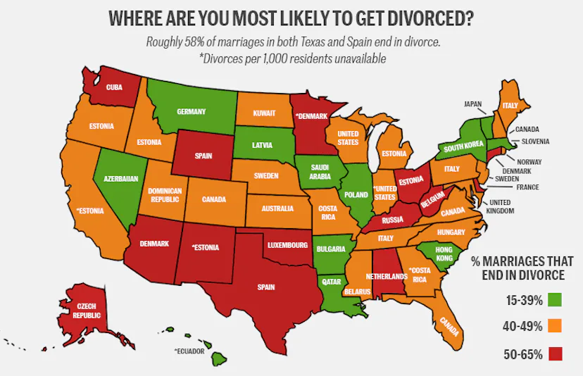 Dallas Divorce Rates This National Divorce Risk Map By State Paints An Unnerving Picture