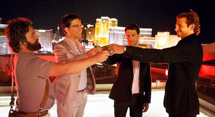 Four men from "Hangover" movie at the bachelor party 